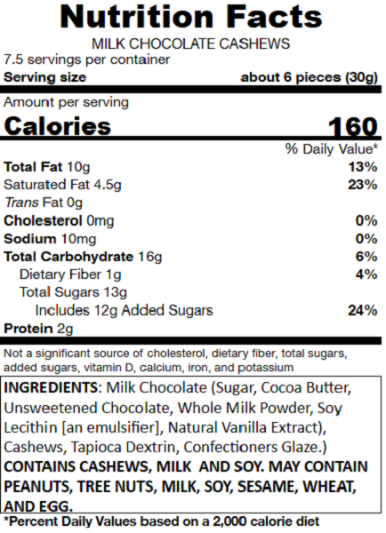 Milk Chocolate Cashews