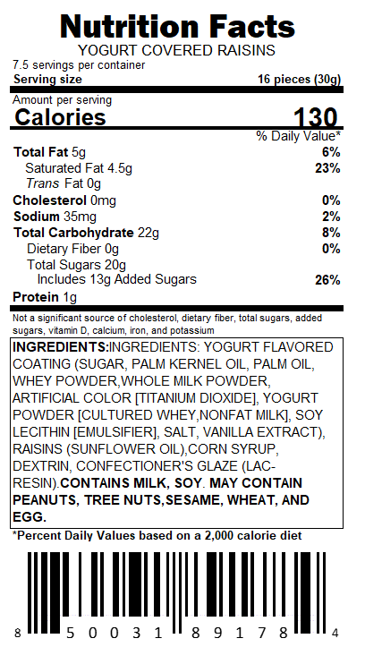 Yogurt Covered Raisins